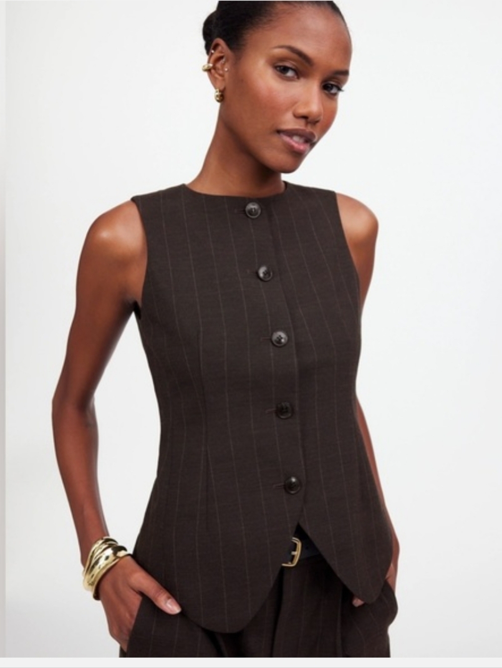 Madewell Bayley Pinstripe Button Vest